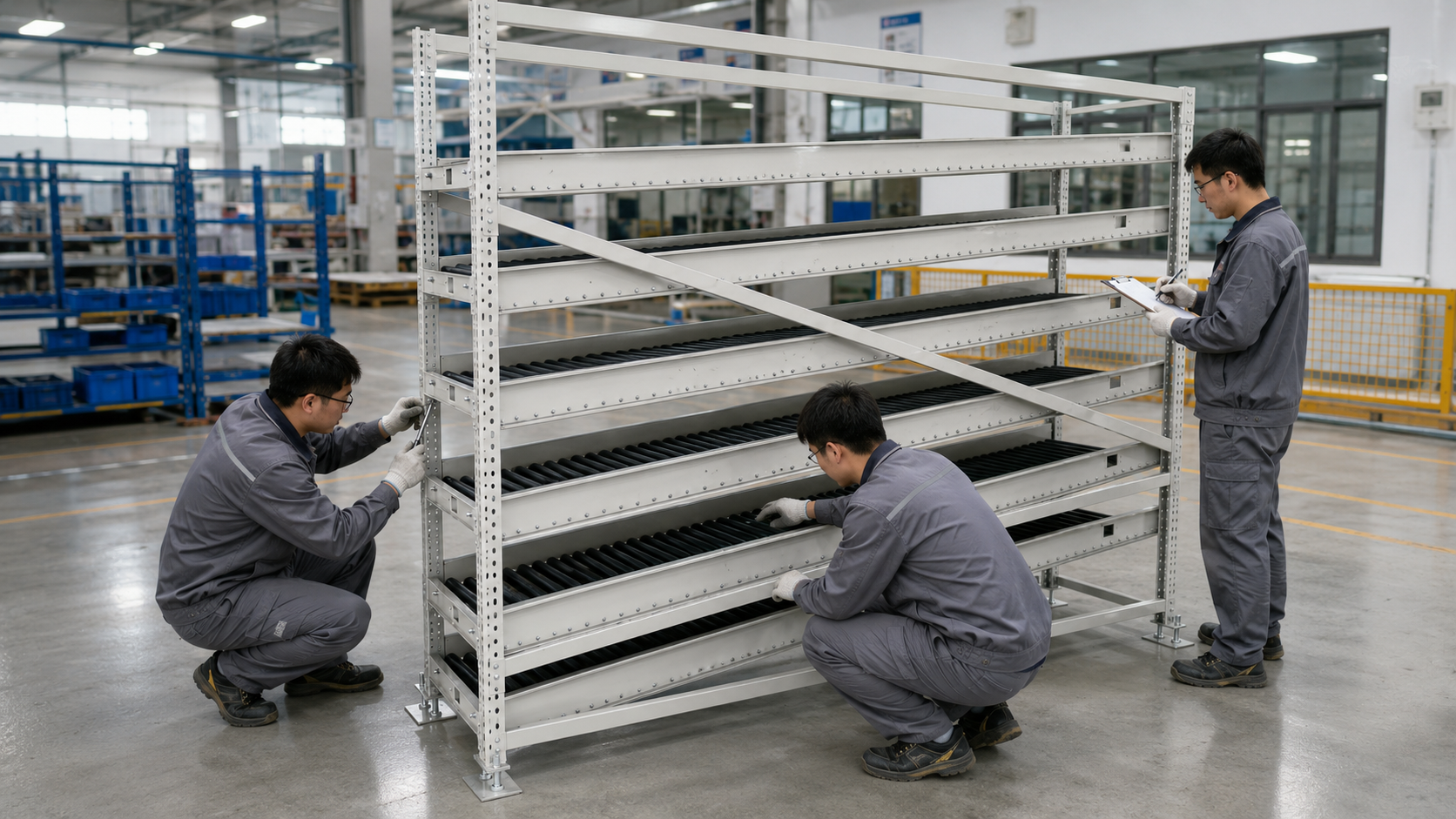 Gravity flow rack final inspection